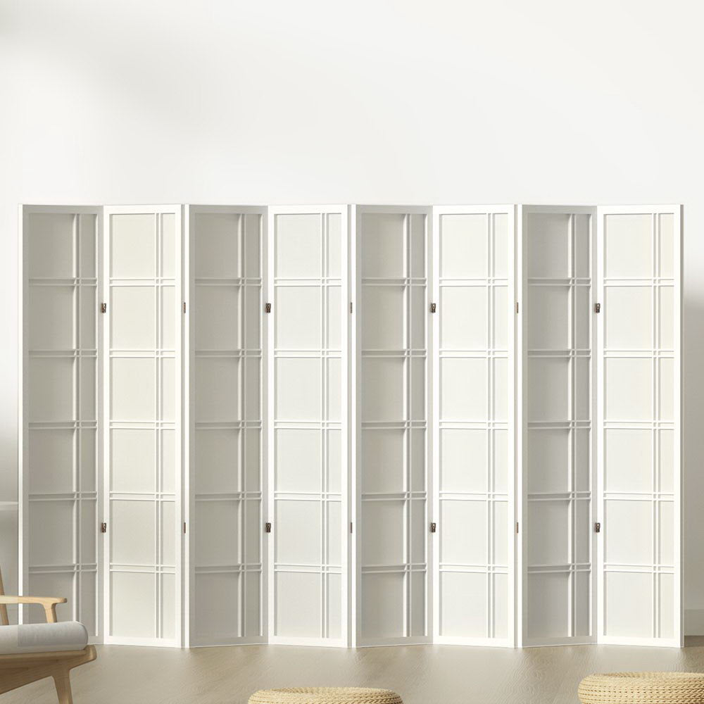 8 Panel Wooden Room Divider - Modern Folding Privacy Screen