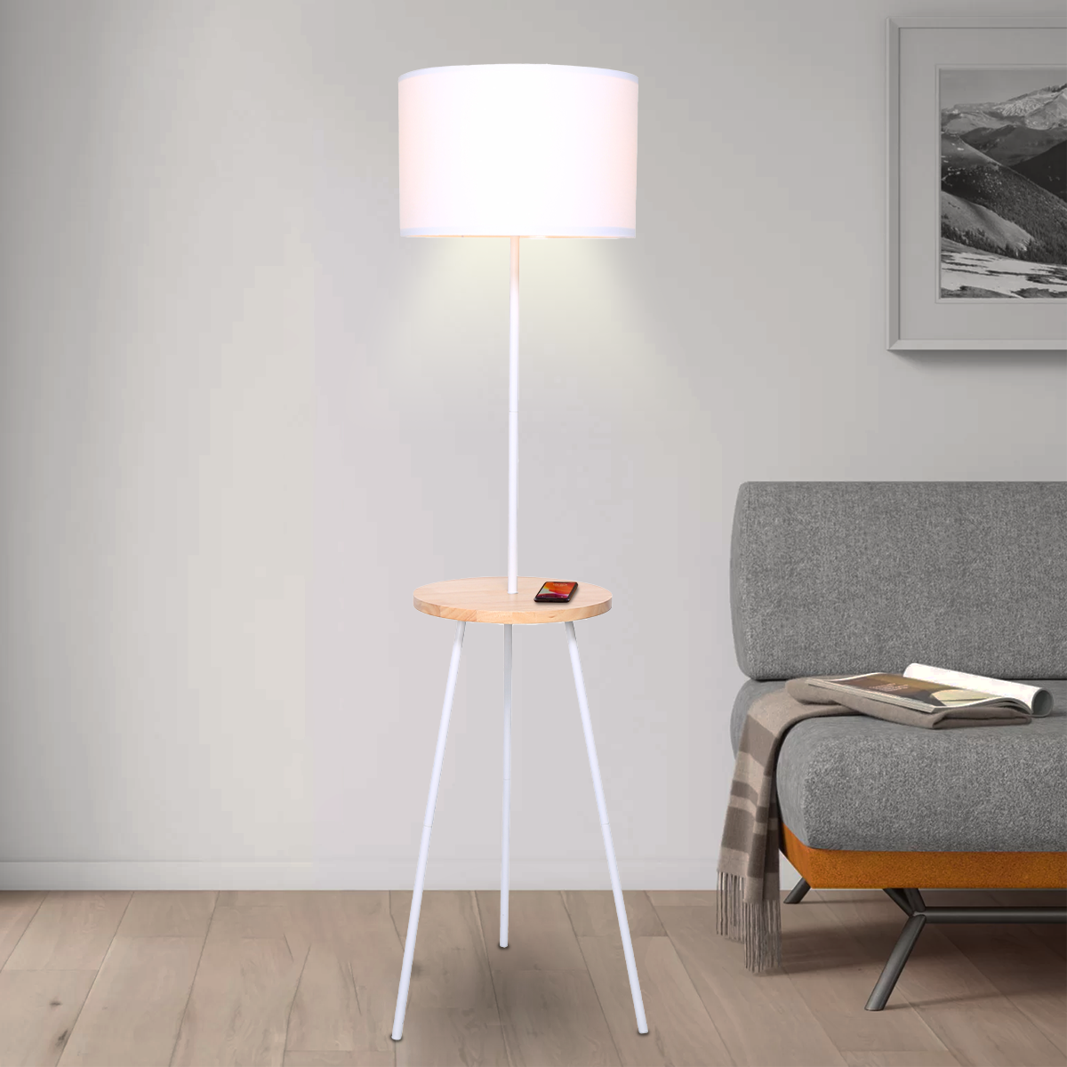 Gray wood on sale floor lamp