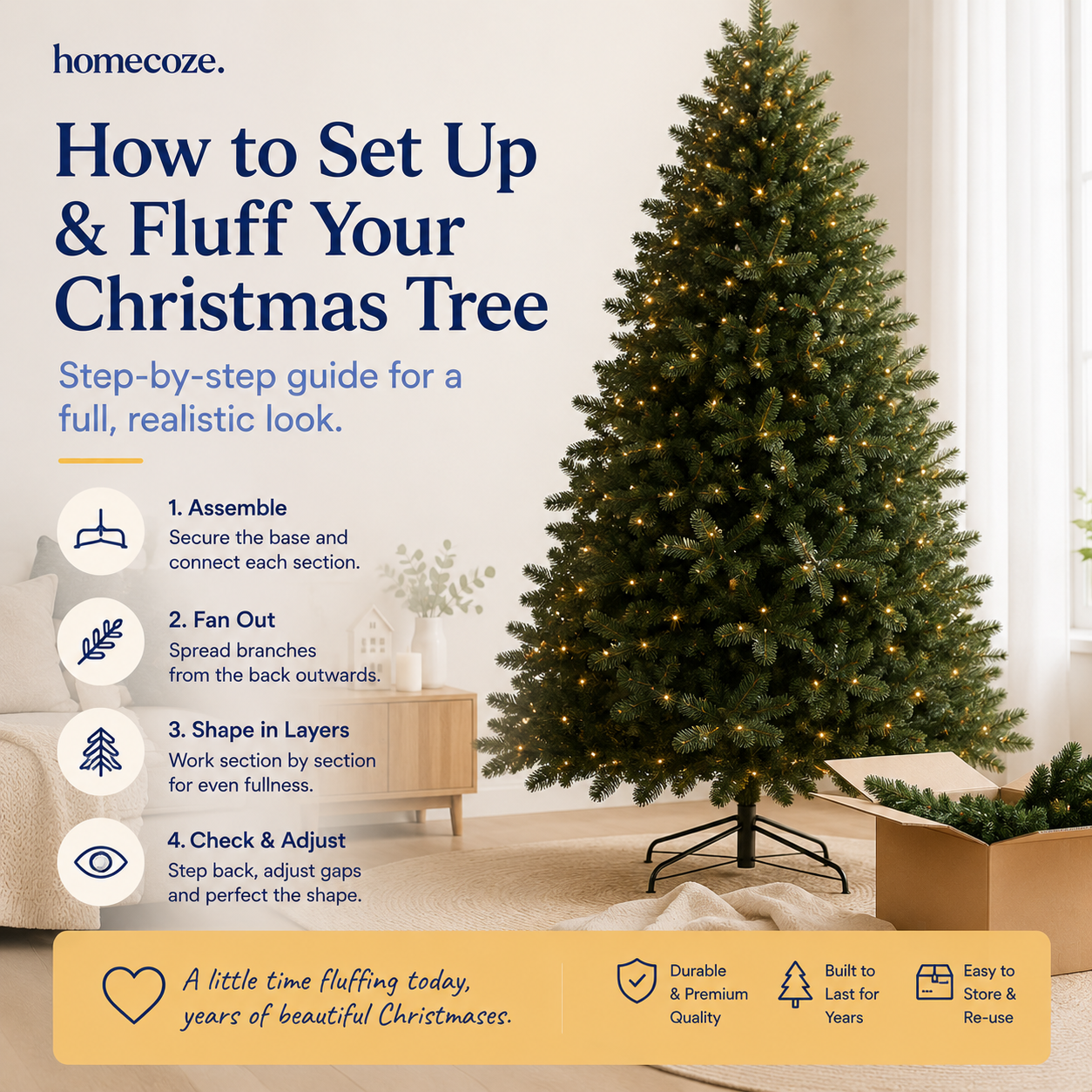 How to Set Up & Fluff Your Christmas Tree (Step-by-Step Guide for a Full, Realistic Look)