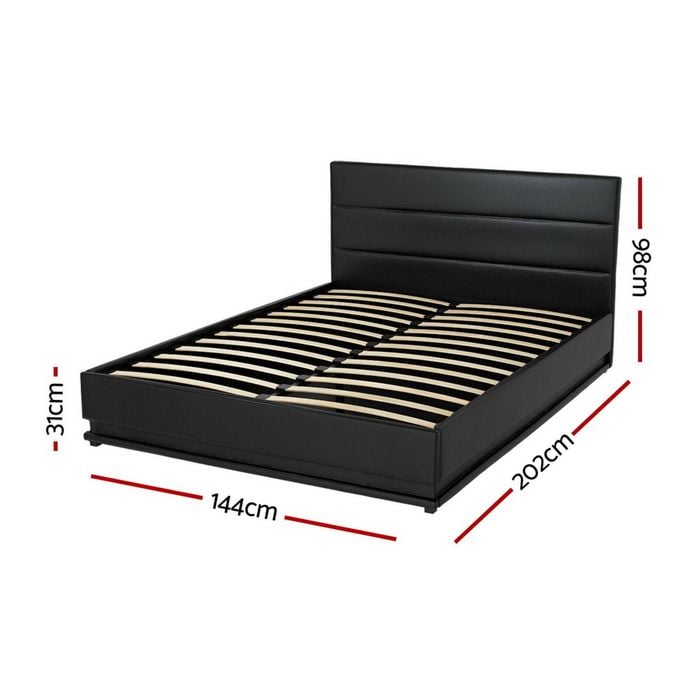 Miami (Double) Storage Bed Frame | PU Leather - Black - Homecoze
