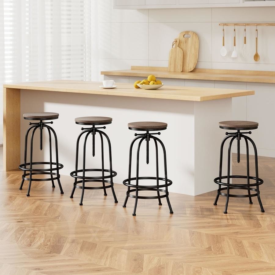 Frankie (Set of 4) Industrial Bar Stools - Black - Homecoze