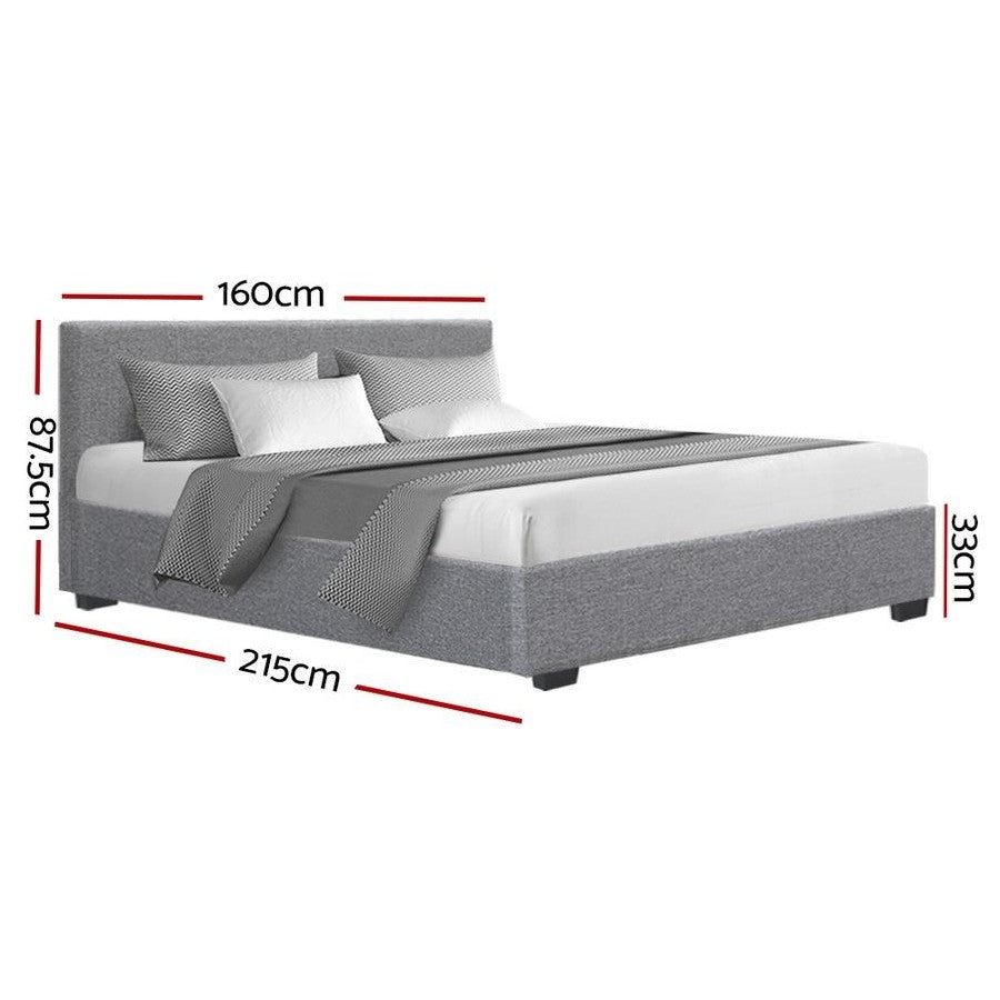 Tampa (Queen) Gas-Lift Storage Bed Frame - Grey - Homecoze