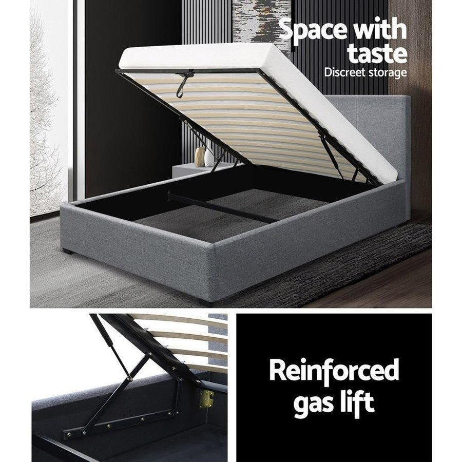 Tampa (King Single) Gas-Lift Storage Bed Frame - Grey - Homecoze