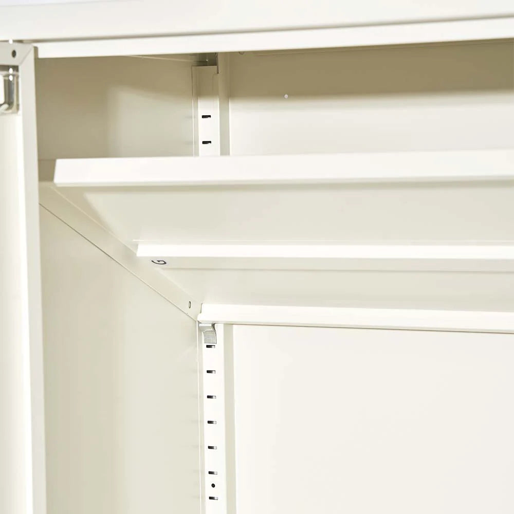 Metal Locker Sideboard Storage Cabinet - White