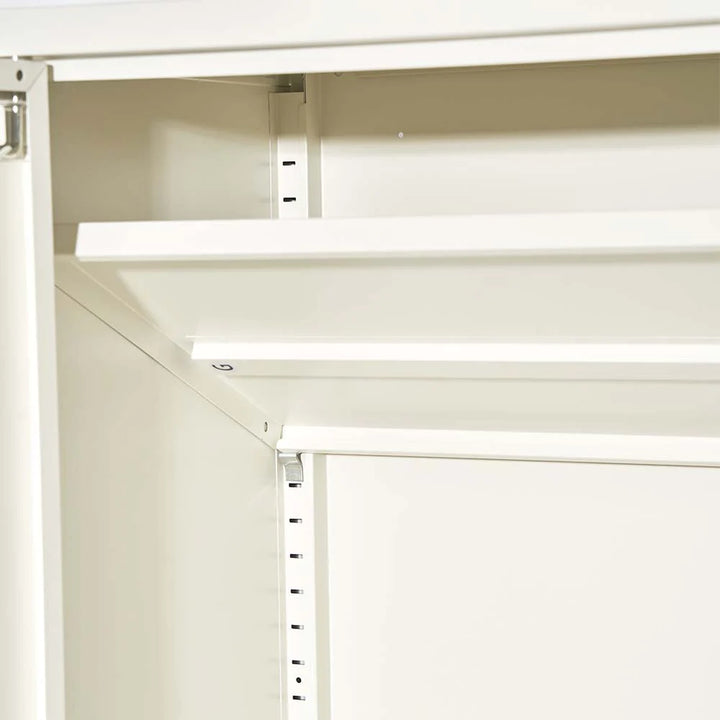 Metal Locker Sideboard Storage Cabinet - White - Homecoze