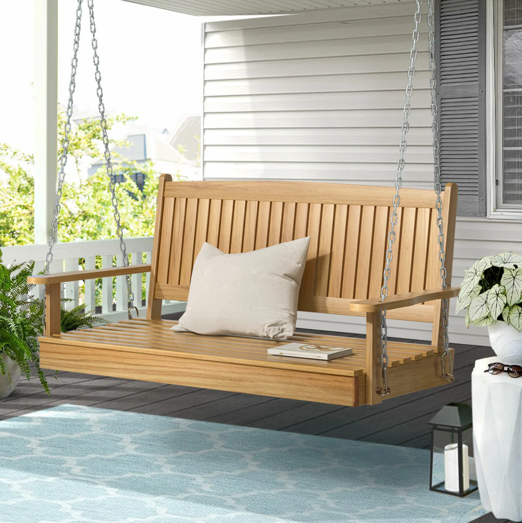 Ellie (2 Seater) Outdoor Garden Bench Swing - Natural - Homecoze