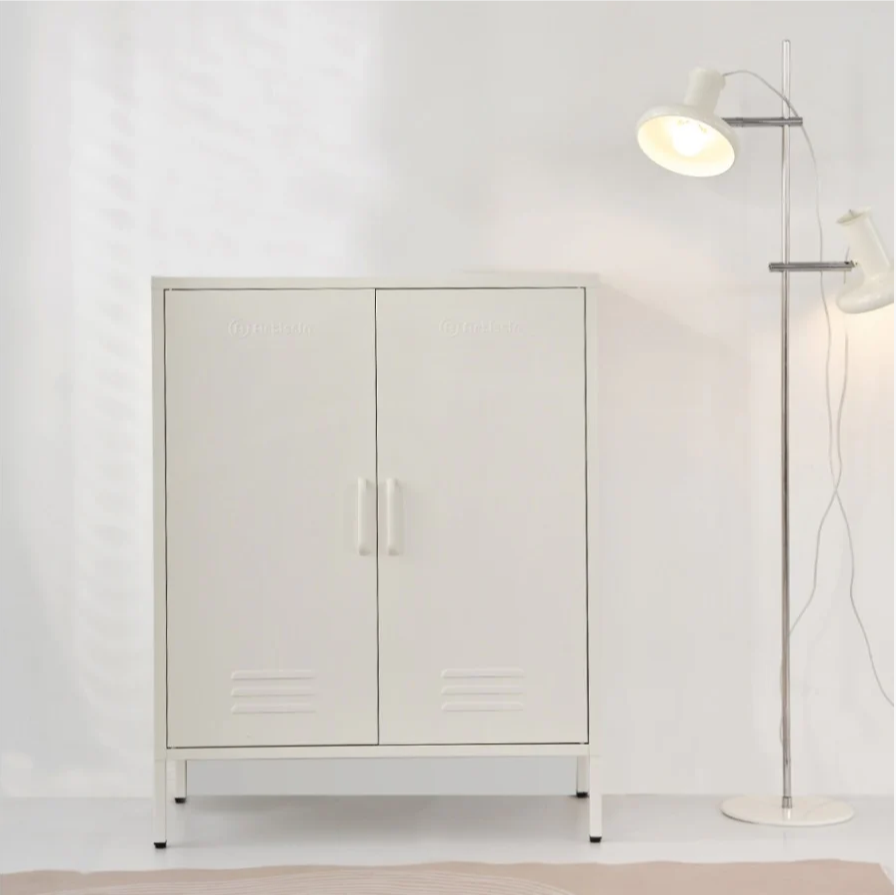 Metal Locker Sideboard Storage Cabinet - White