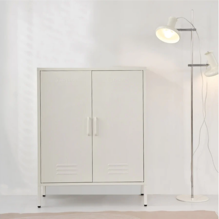 Metal Locker Sideboard Storage Cabinet - White