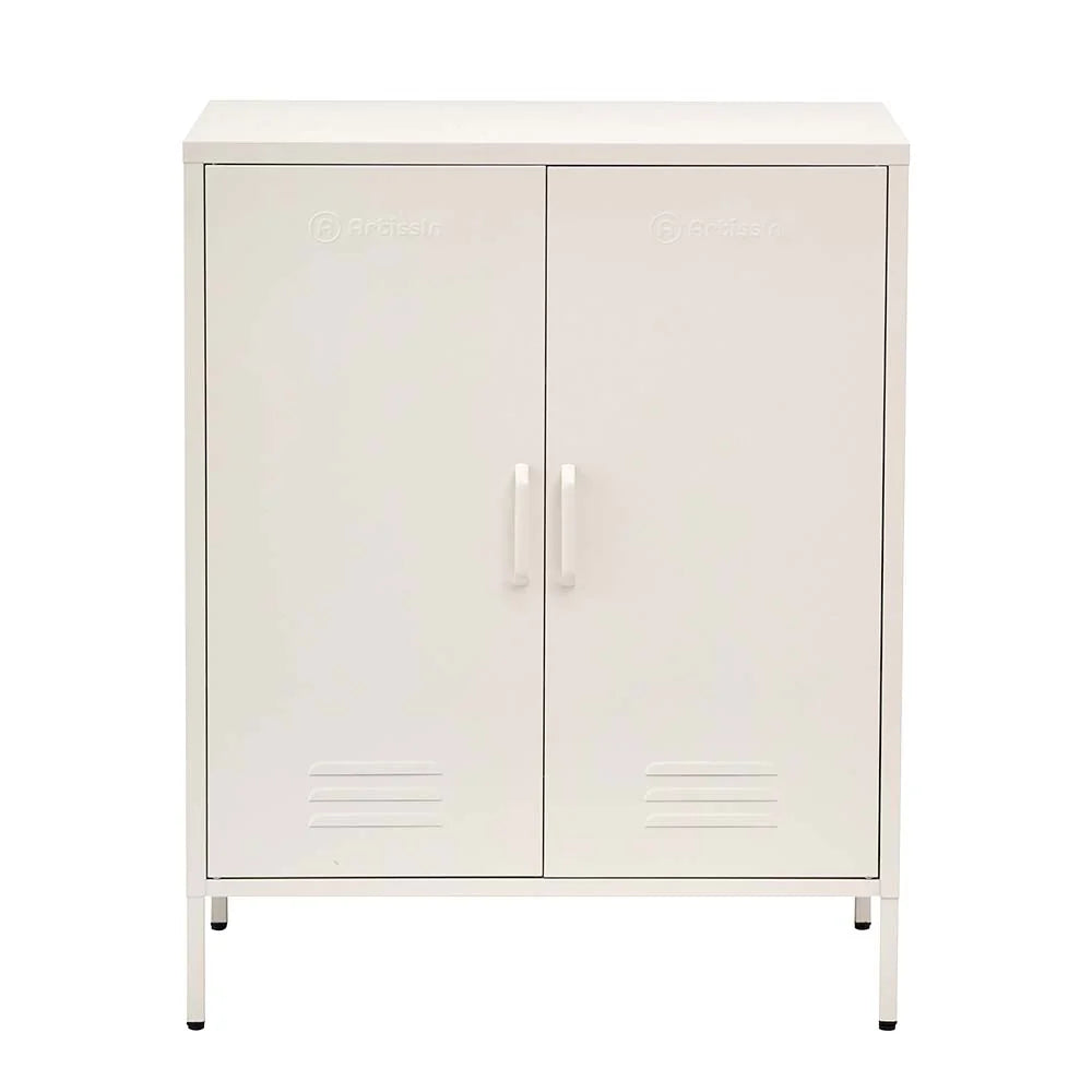 Metal Locker Sideboard Storage Cabinet - White - Homecoze