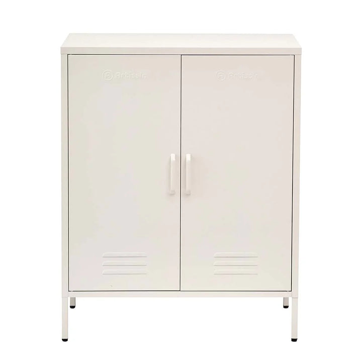 Metal Locker Sideboard Storage Cabinet - White - Homecoze