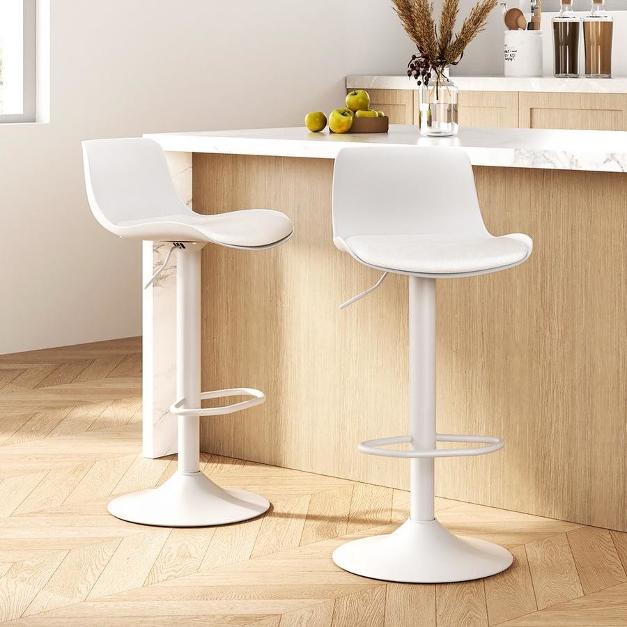 Jamie (Set of 2) Contemporary Bar Stools - White - Homecoze