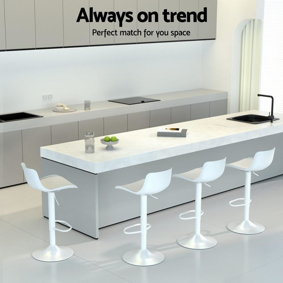 Jamie (Set of 4) Contemporary Bar Stools - White - Homecoze