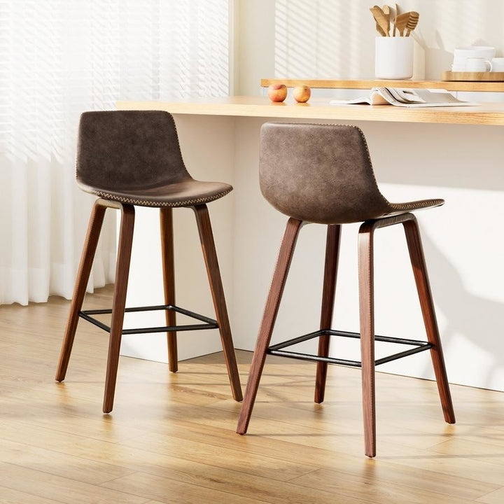 Peyton (Set of 2) Bar Stools 68cm - Brown - Homecoze