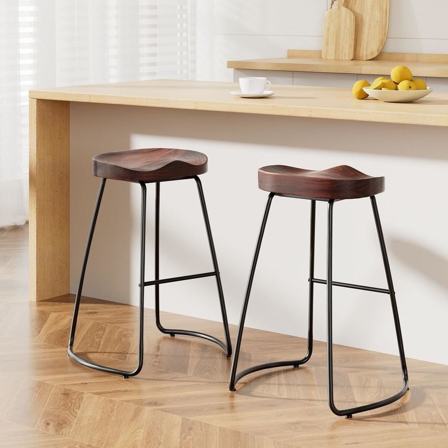 Emerson (Set of 2) Bar Stools 75cm - Dark Wood - Homecoze