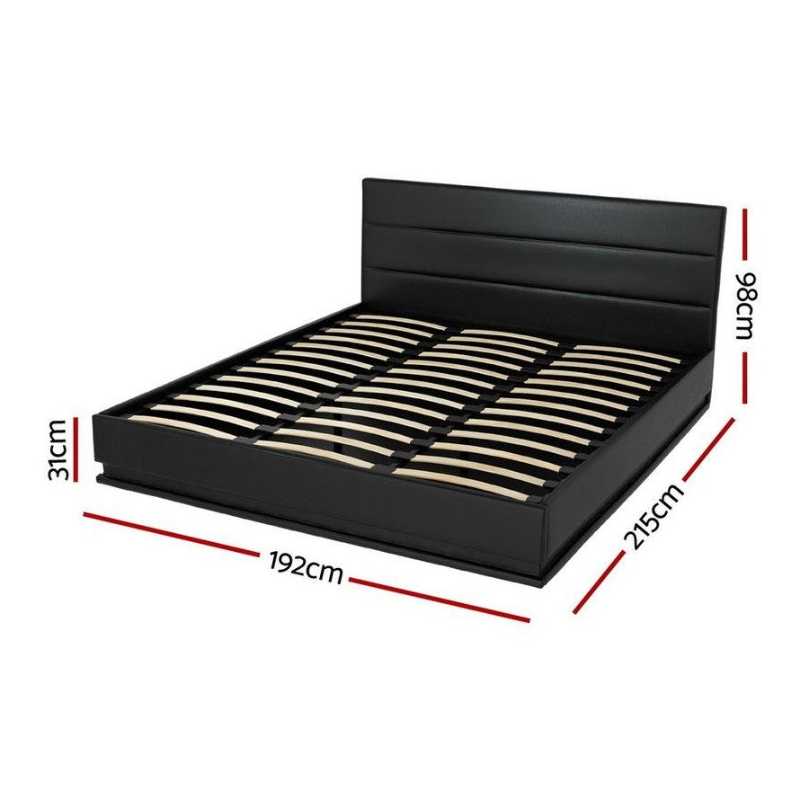 Miami (King) Storage Bed Frame | PU Leather - Black - Homecoze