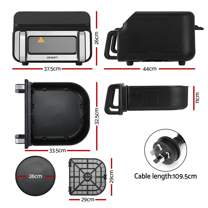 Devanti Air Fryer 10L LCD Kitchen Oven - Homecoze