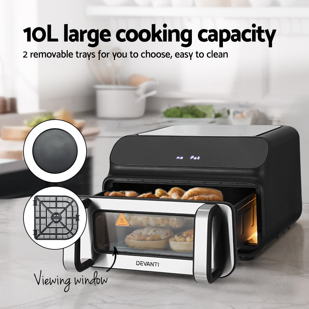 Devanti Air Fryer 10L LCD Kitchen Oven - Homecoze