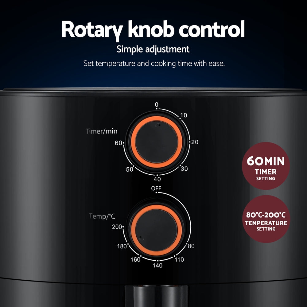 Devanti 4L Air Fryer Knob Control 1500W - Homecoze