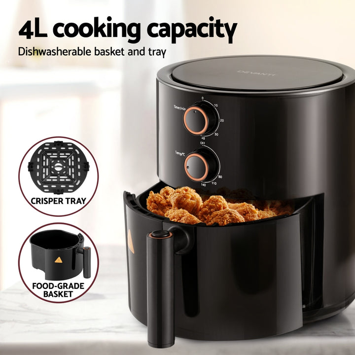 Devanti 4L Air Fryer Knob Control 1500W - Homecoze