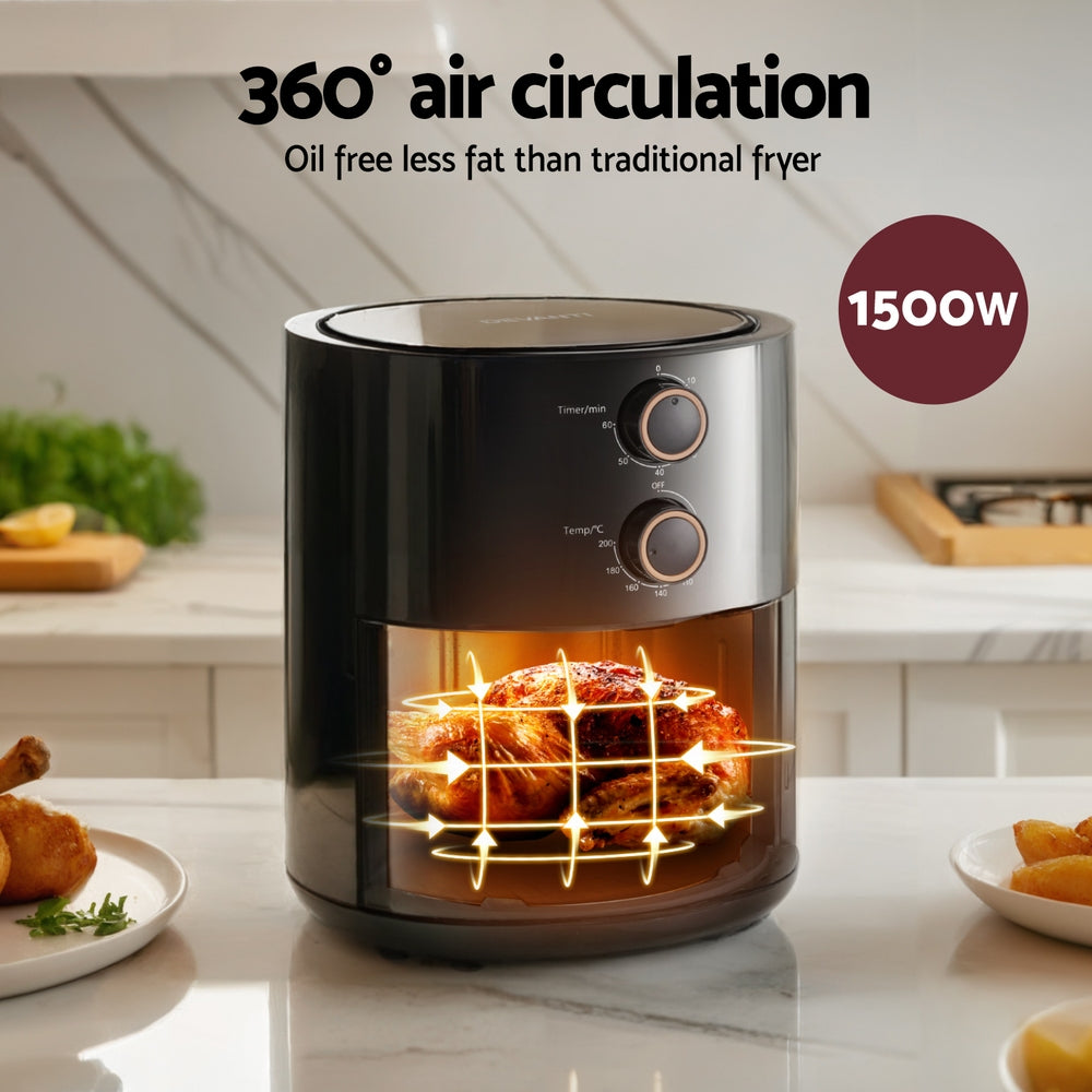 Devanti 4L Air Fryer Knob Control 1500W - Homecoze