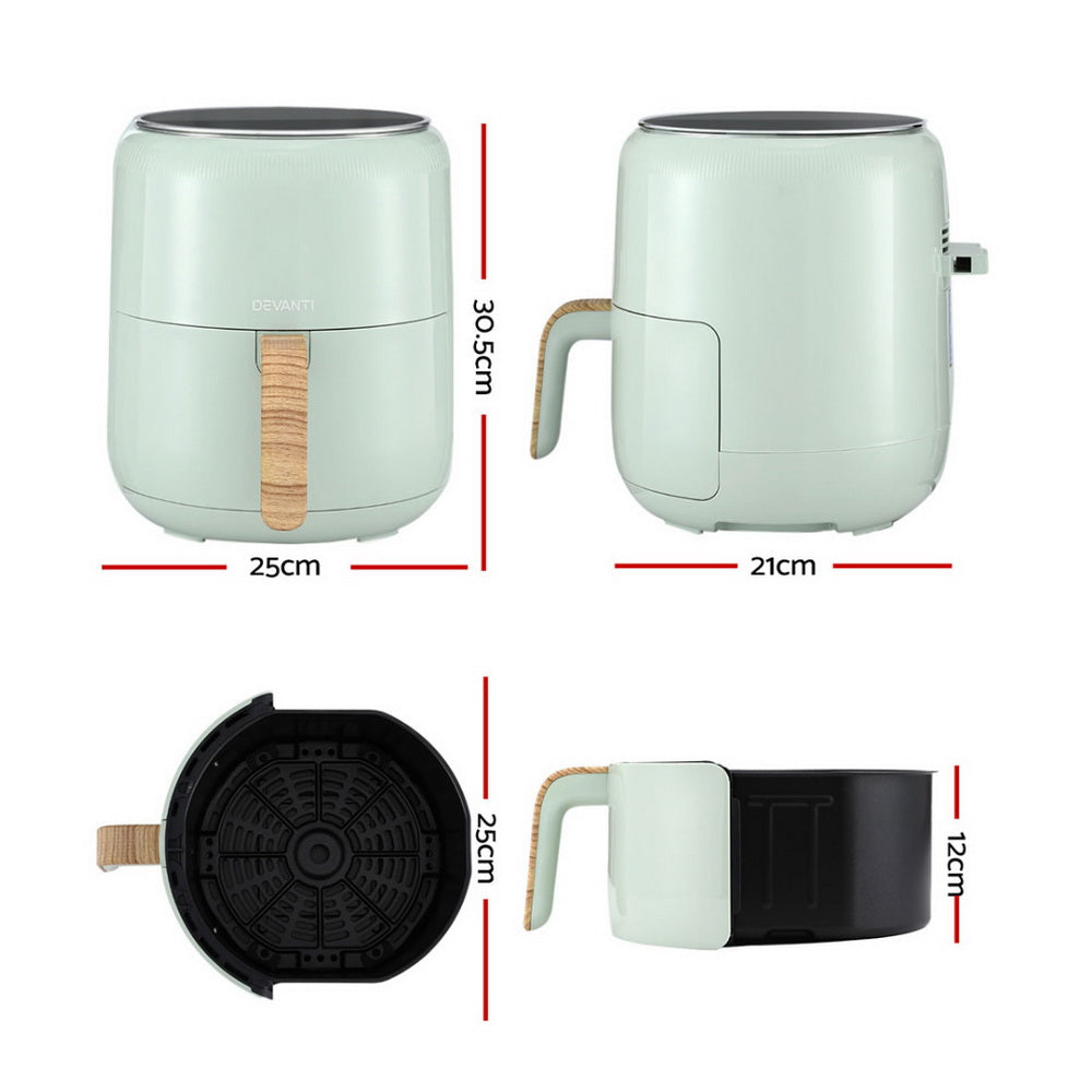 5L Air Fryer Touch Control 1700W - Green - Homecoze