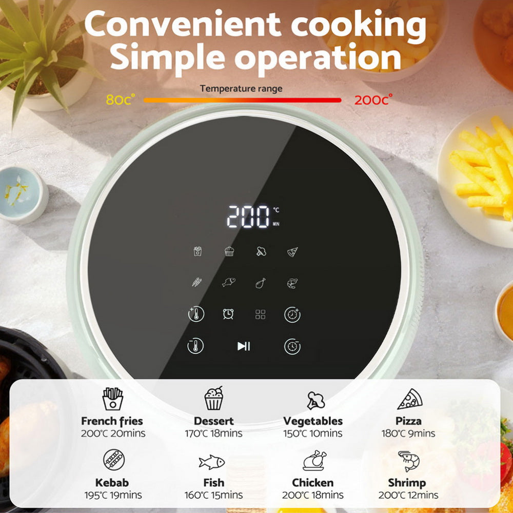 5L Air Fryer Touch Control 1700W - Green - Homecoze