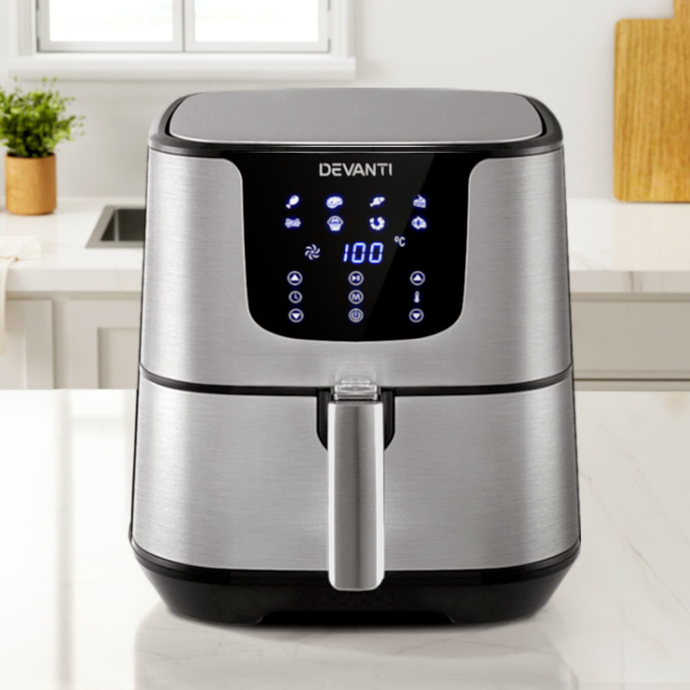 7L Stainless Steel LCD Touch Panel Oil Free Air Fryer 1700W - Homecoze