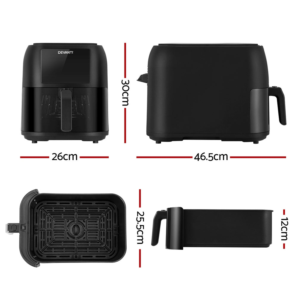 Air Fryer 8L with LCD Screen 1700W - Black - Homecoze