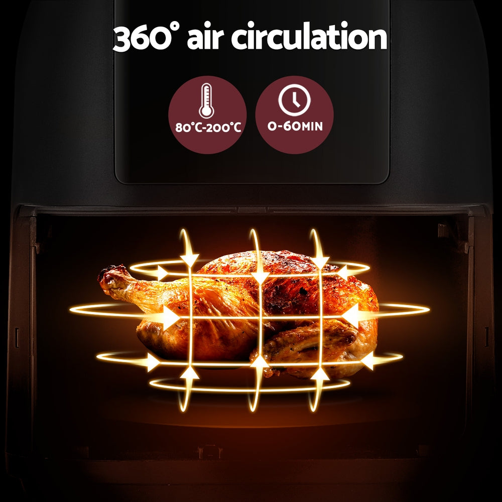 Air Fryer 8L with LCD Screen 1700W - Black - Homecoze