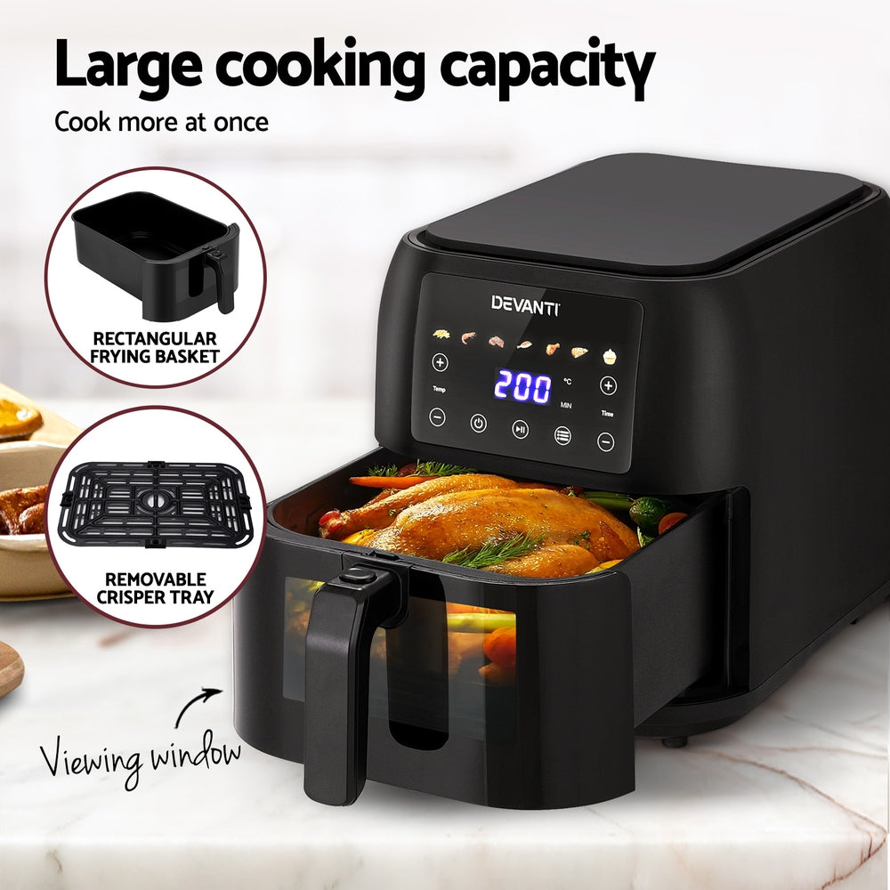 Air Fryer 8L with LCD Screen 1700W - Black - Homecoze