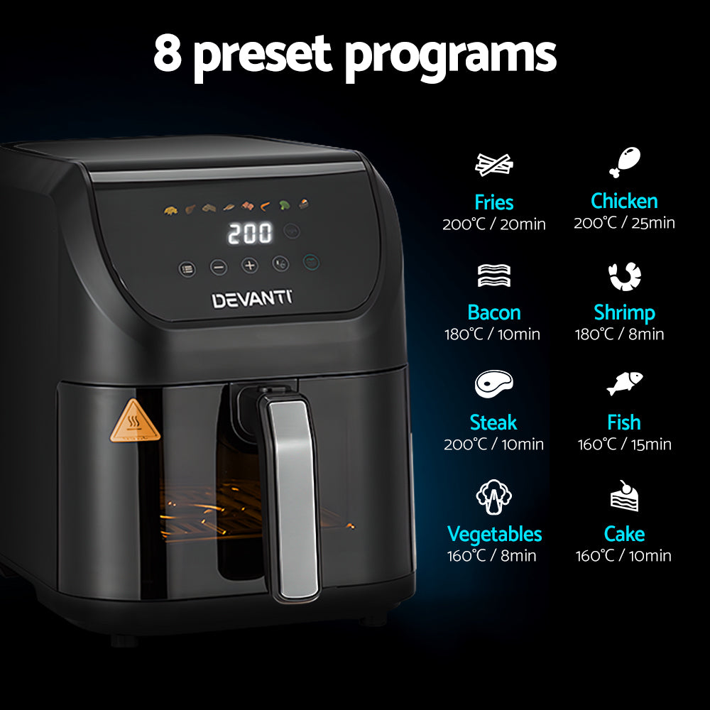 Air Fryer 5L W/ LCD Touch 1500W - Homecoze