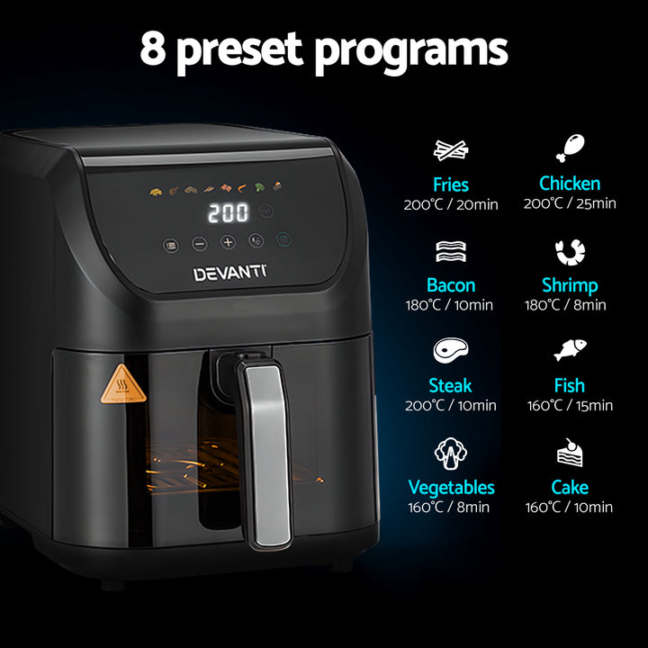 Air Fryer 5L W/ LCD Touch 1500W - Homecoze