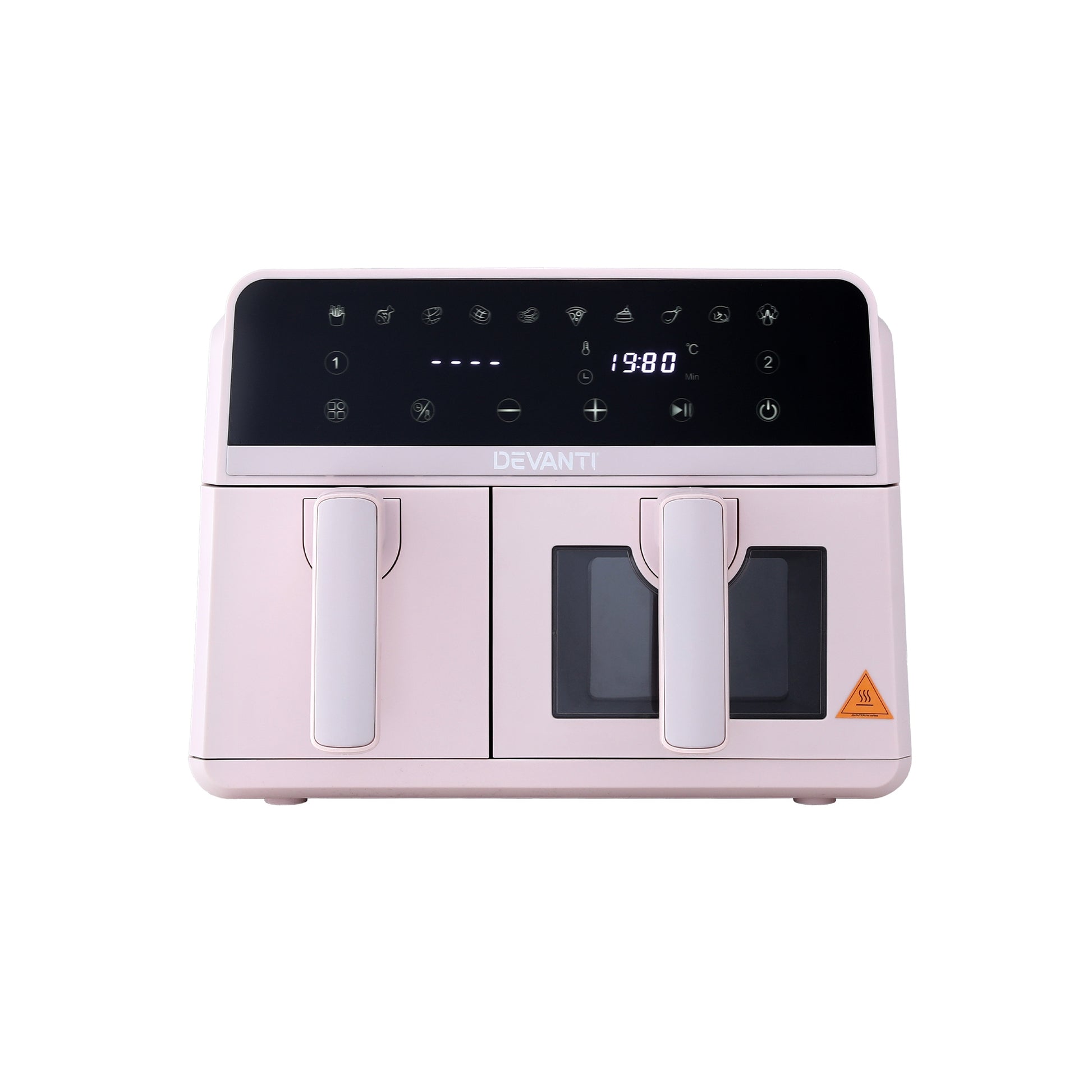 Devanti Air Fryer 9L Dual Zone Fryers 2600W Pink - Homecoze