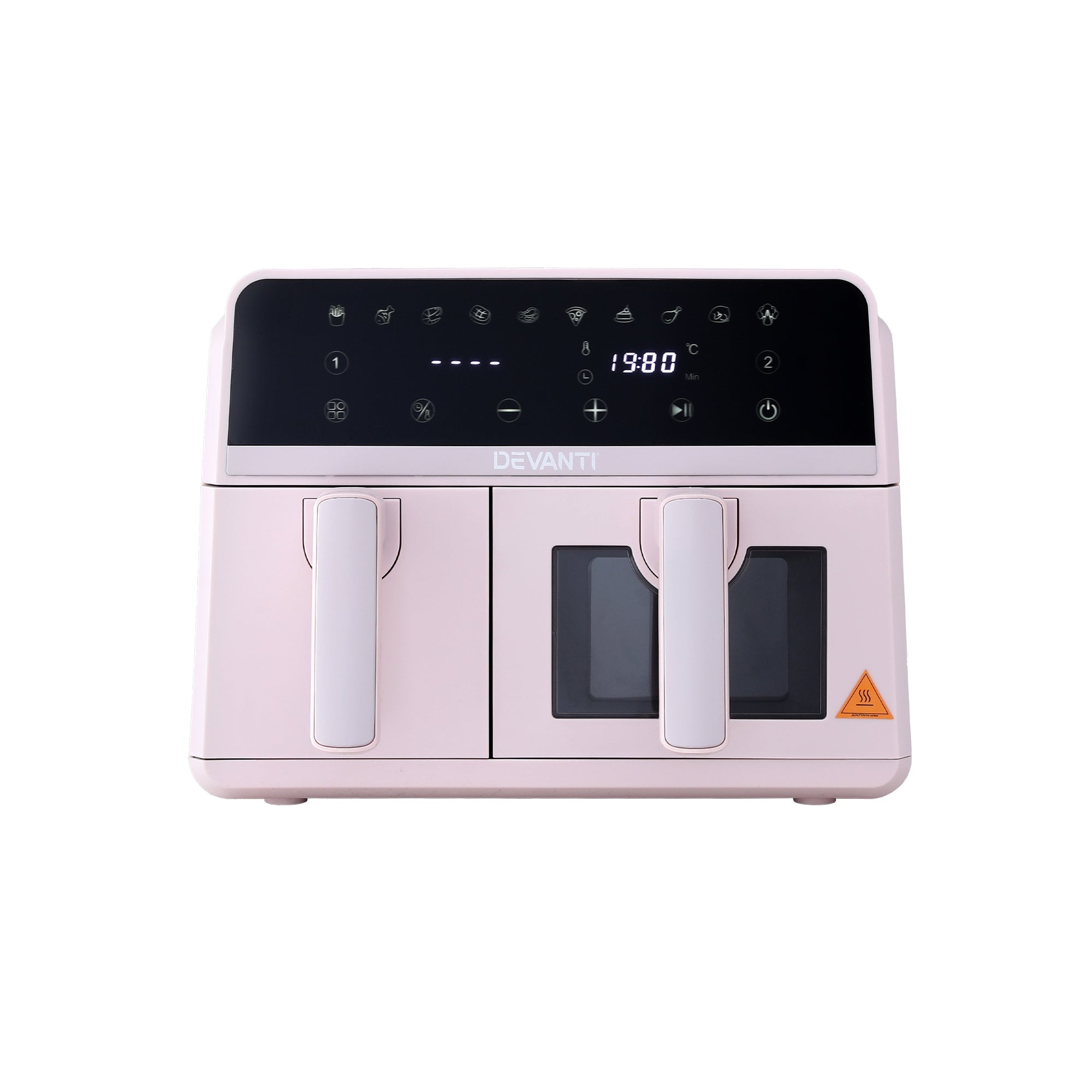 Devanti Air Fryer 9L Dual Zone Fryers 2600W Pink - Homecoze