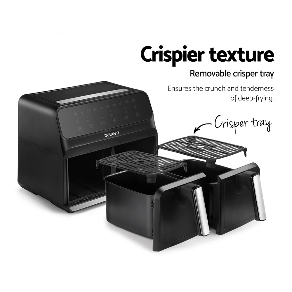8L (Twin 4L Baskets) Deluxe LCD Touch Panel Oil Free Air Fryer 1700W - Homecoze