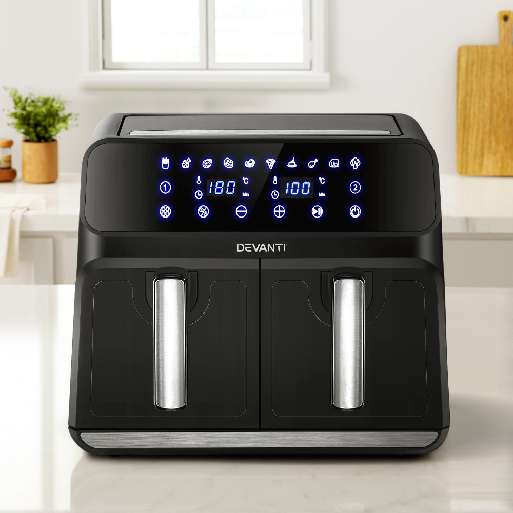 8L (Twin 4L Baskets) Deluxe LCD Touch Panel Oil Free Air Fryer 1700W - Homecoze