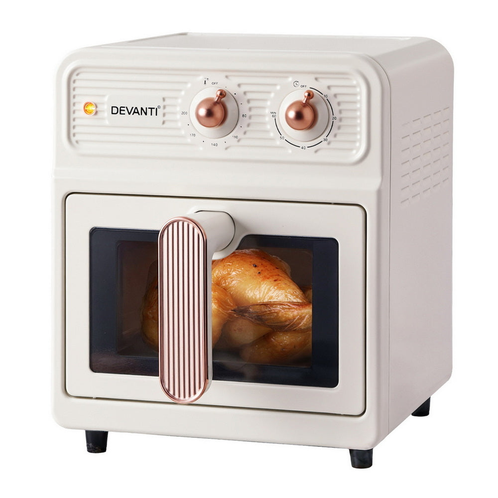 Devanti 6L Air Fryer Knob Control 1700W Cream - Homecoze