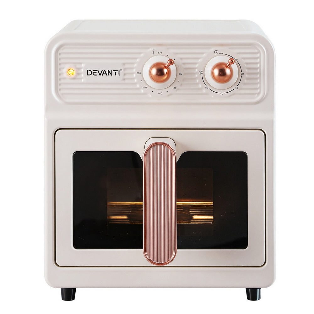 Devanti 6L Air Fryer Knob Control 1700W Cream - Homecoze