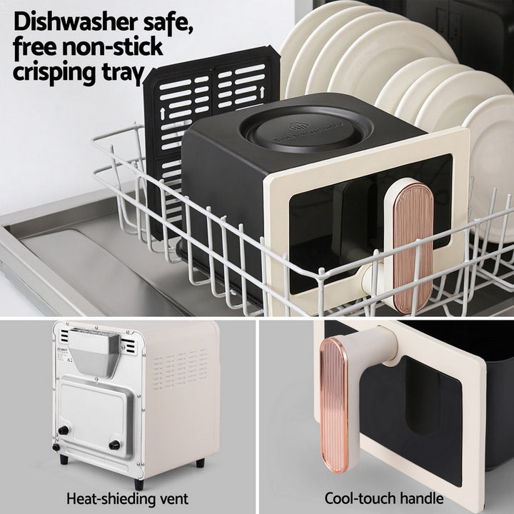 Devanti 6L Air Fryer Knob Control 1700W Cream - Homecoze