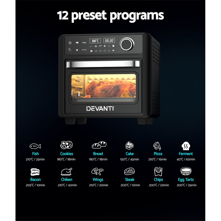 Devanti Air Fryer 15L LCD Fryers Oven - Homecoze