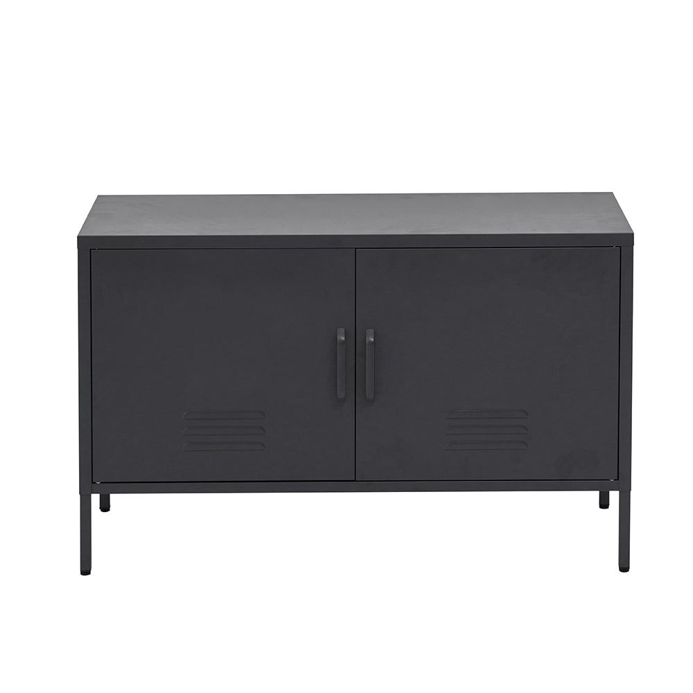 Metal Locker Low Sideboard Storage Cabinet - Charcoal - Homecoze