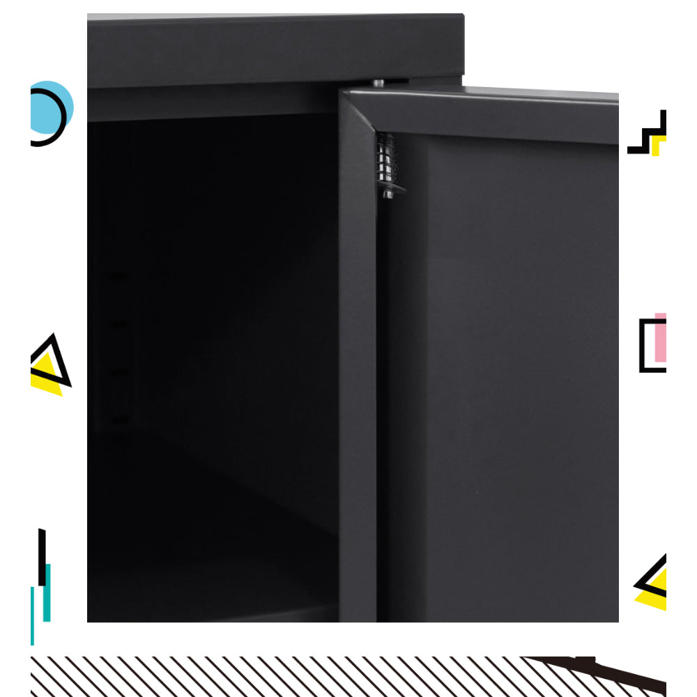 Metal Locker Low Sideboard Storage Cabinet - Charcoal - Homecoze