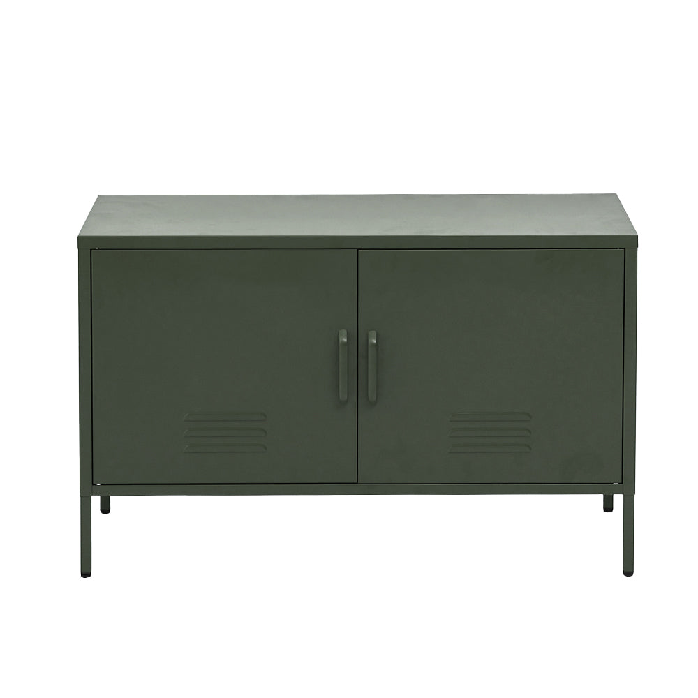 Metal Locker Low Sideboard Storage Cabinet - Green - Homecoze