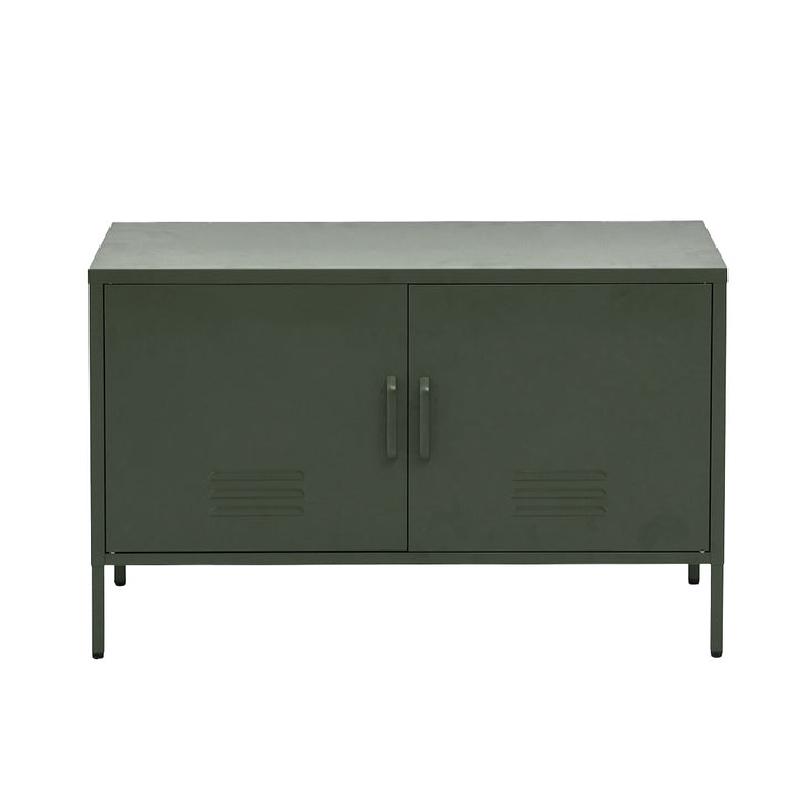 Metal Locker Low Sideboard Storage Cabinet - Green - Homecoze