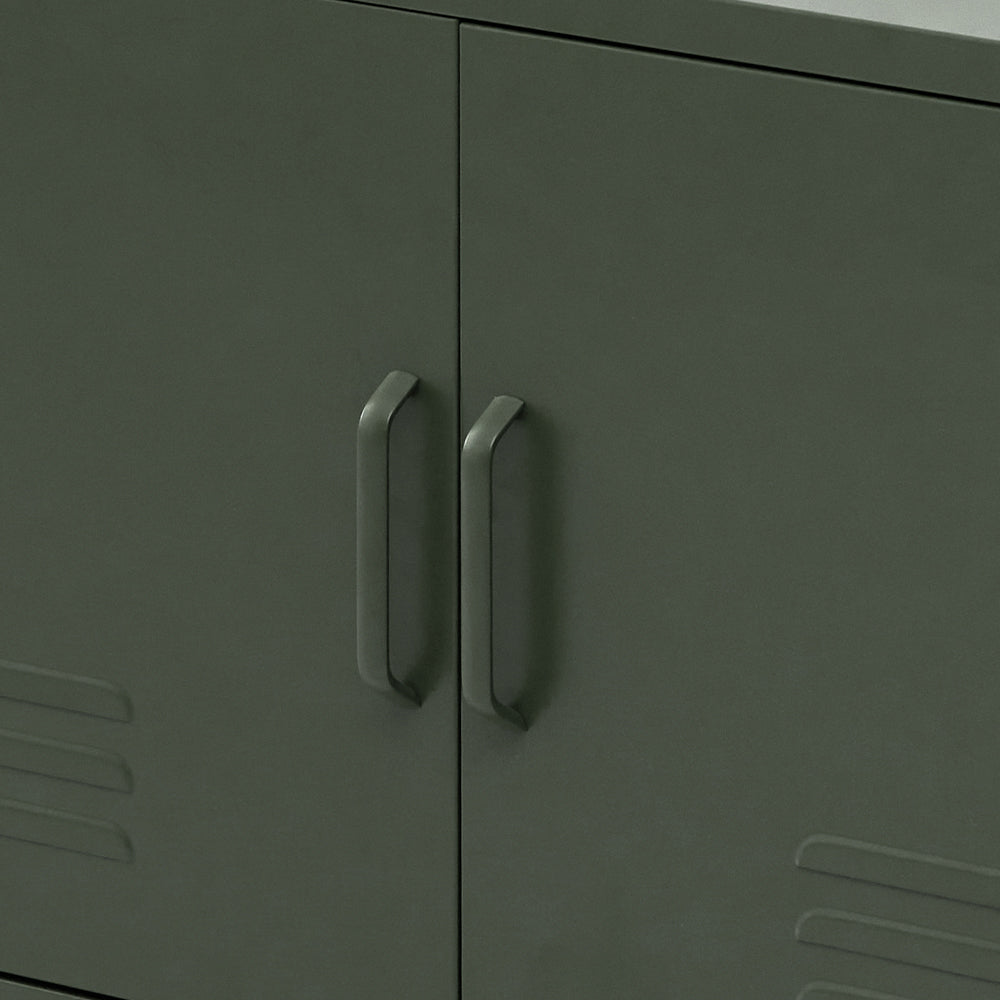 Metal Locker Low Sideboard Storage Cabinet - Green - Homecoze