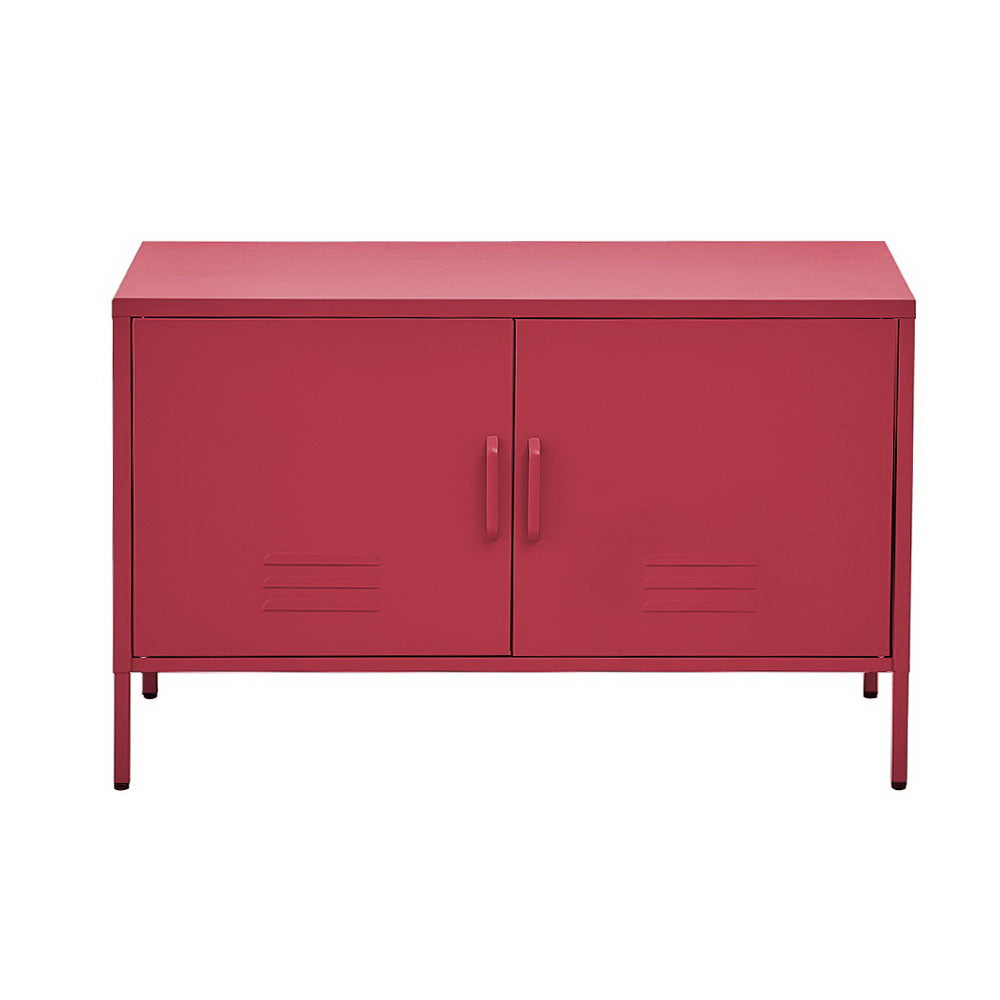 Metal Locker Low Sideboard Storage Cabinet - Pink - Homecoze