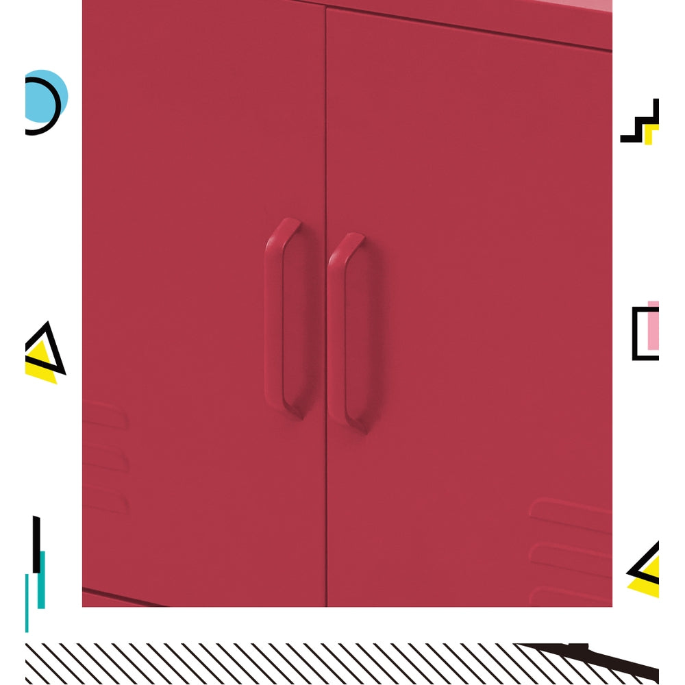 Metal Locker Low Sideboard Storage Cabinet - Pink - Homecoze