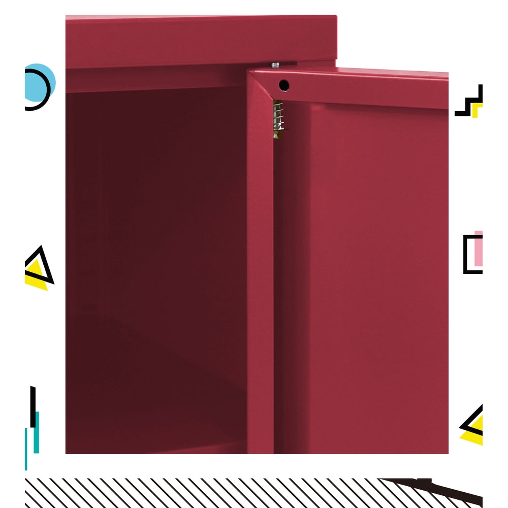Metal Locker Low Sideboard Storage Cabinet - Pink - Homecoze