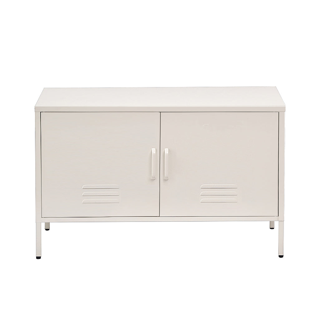 Metal Locker Low Sideboard Storage Cabinet - White - Homecoze