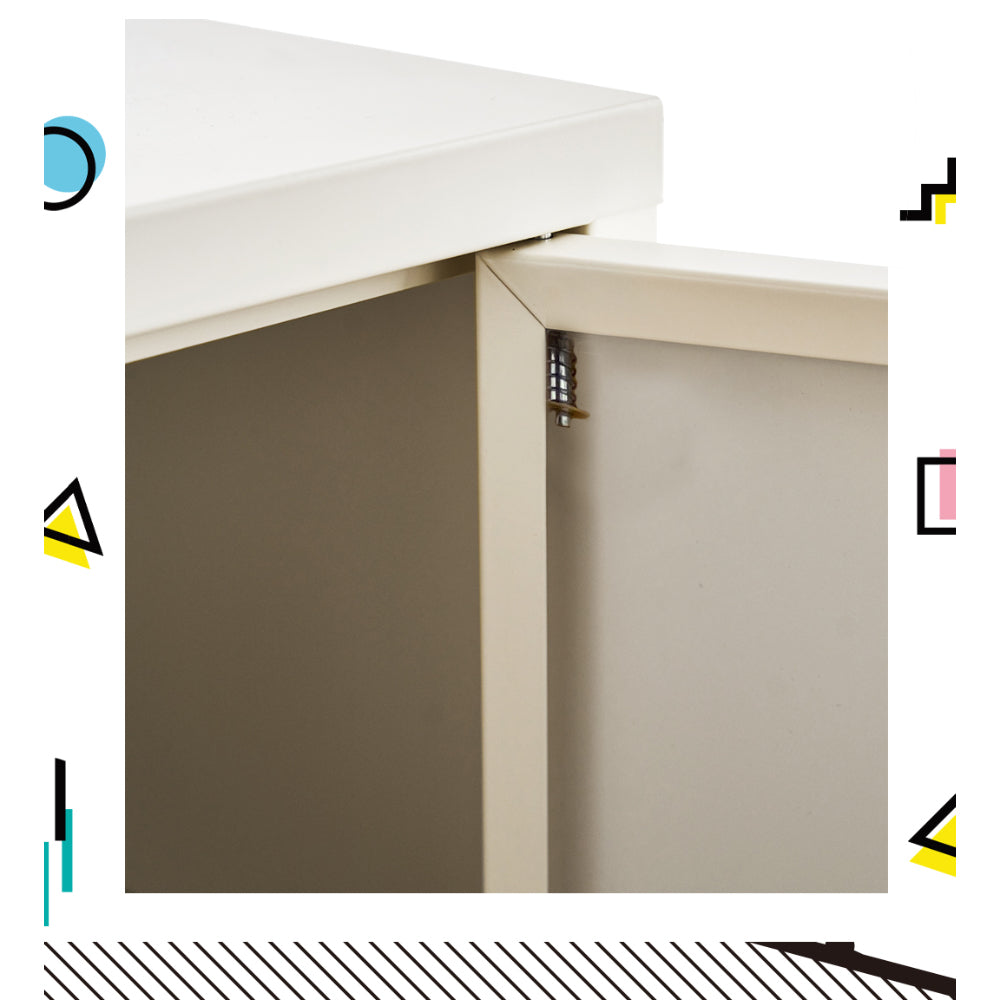 Metal Locker Low Sideboard Storage Cabinet - White - Homecoze